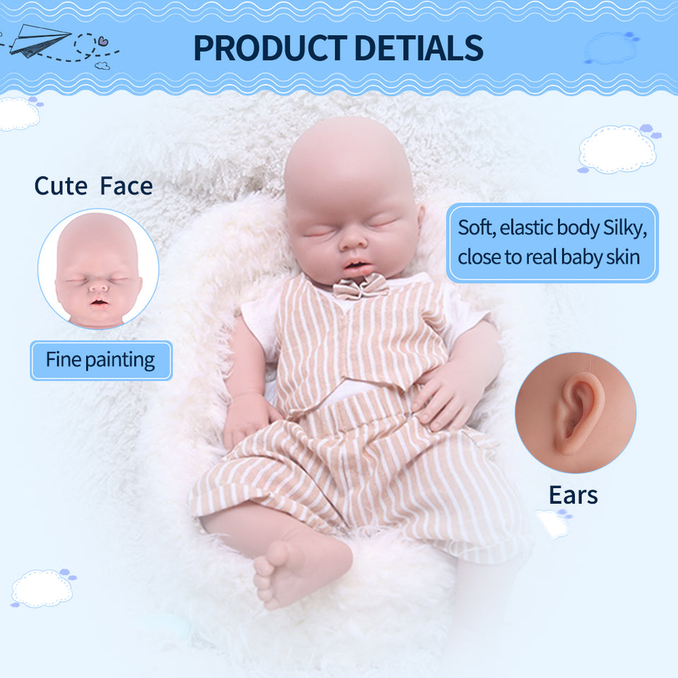 1553 IVITA 20'' Eyes Closed Silicone Reborn Baby Sleeping Squishy Silicone Doll