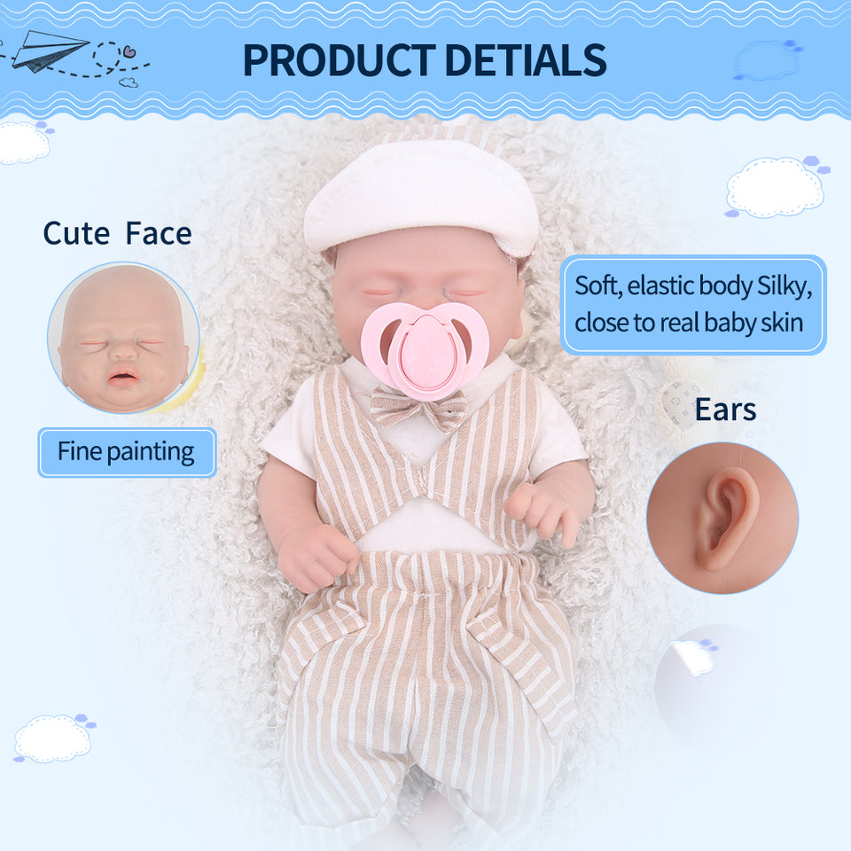 1535 IVITA 14'' Small Silicone Doll Sleeping Reborn Baby Boy And Girl Doll Mouth Open Can Take Pacifier