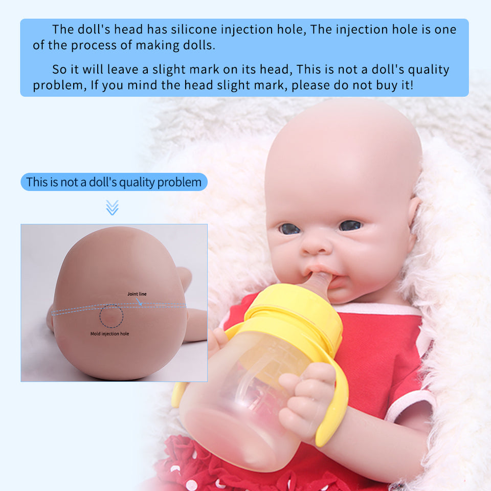 1550 IVITA 20'' Silicone Reborn Baby Bald Silicone Newborn Doll Mouth Open