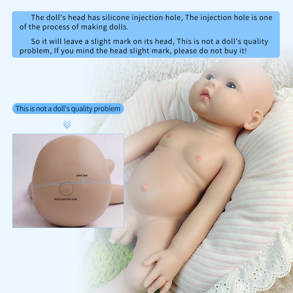 1561 IVITA 18'' Soft Solid Silicone Reborn Baby Squishy Silicone Newborn Doll Kids Xmas Gift