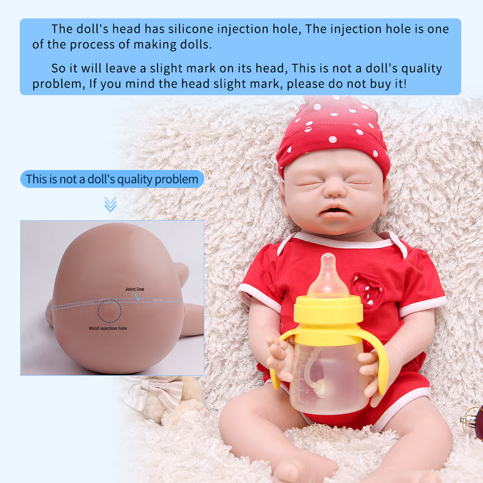 1530 IVITA 21'' Artificial Silicone Doll Eyes Closed Reborn Baby Boy and Girl Mouth Open 100% Silicone Doll