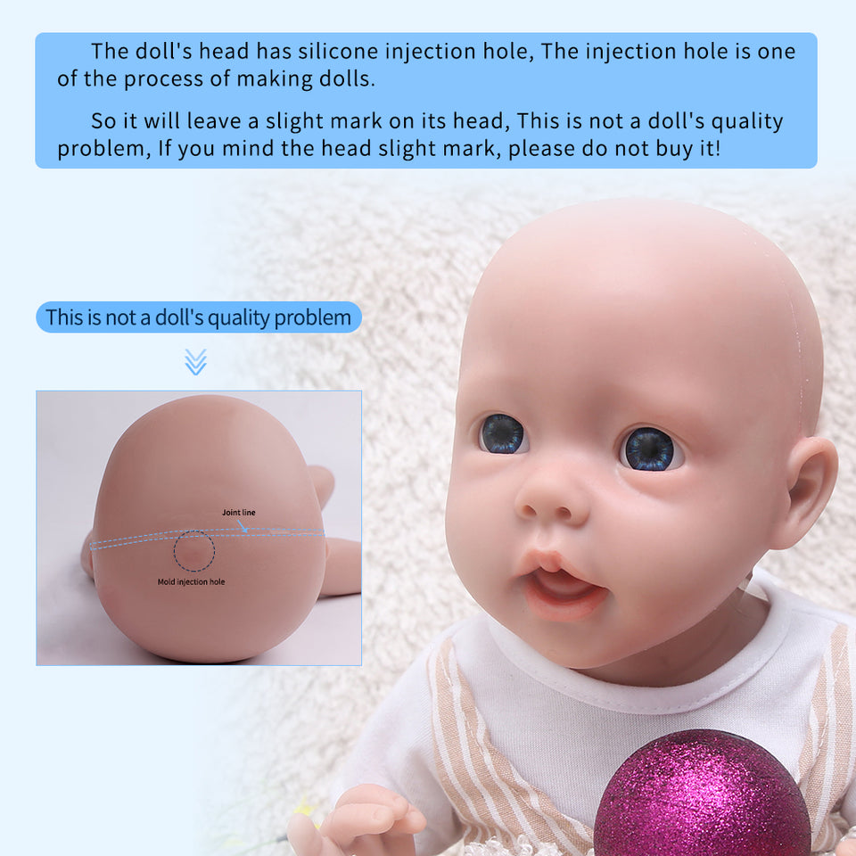 1515 IVITA 20'' Realistic Silicone Doll Blue Eyes Fullbody Silicone Reborn Baby