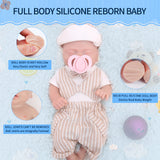 1535 IVITA 14'' Small Silicone Doll Sleeping Reborn Baby Boy And Girl Doll Mouth Open Can Take Pacifier