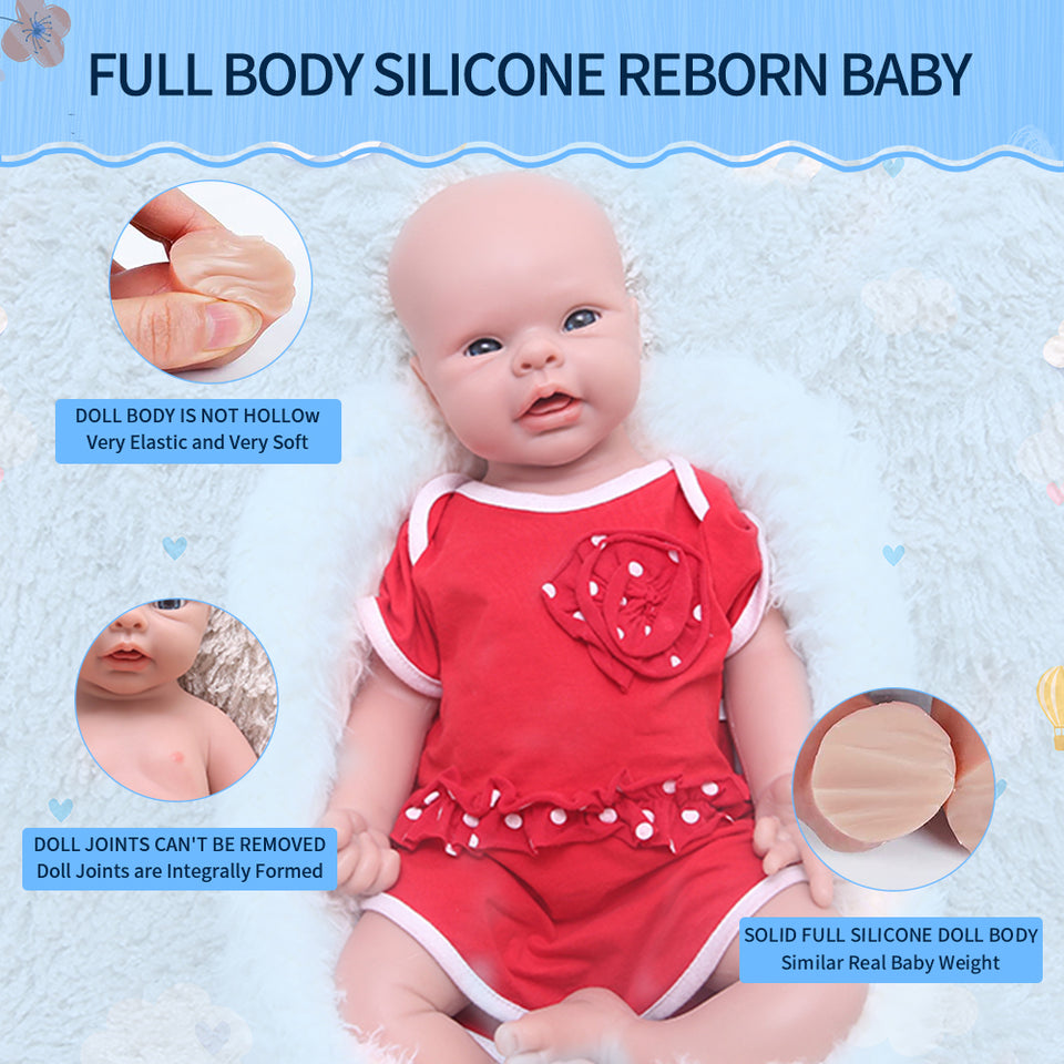 1550 IVITA 20'' Silicone Reborn Baby Bald Silicone Newborn Doll Mouth Open