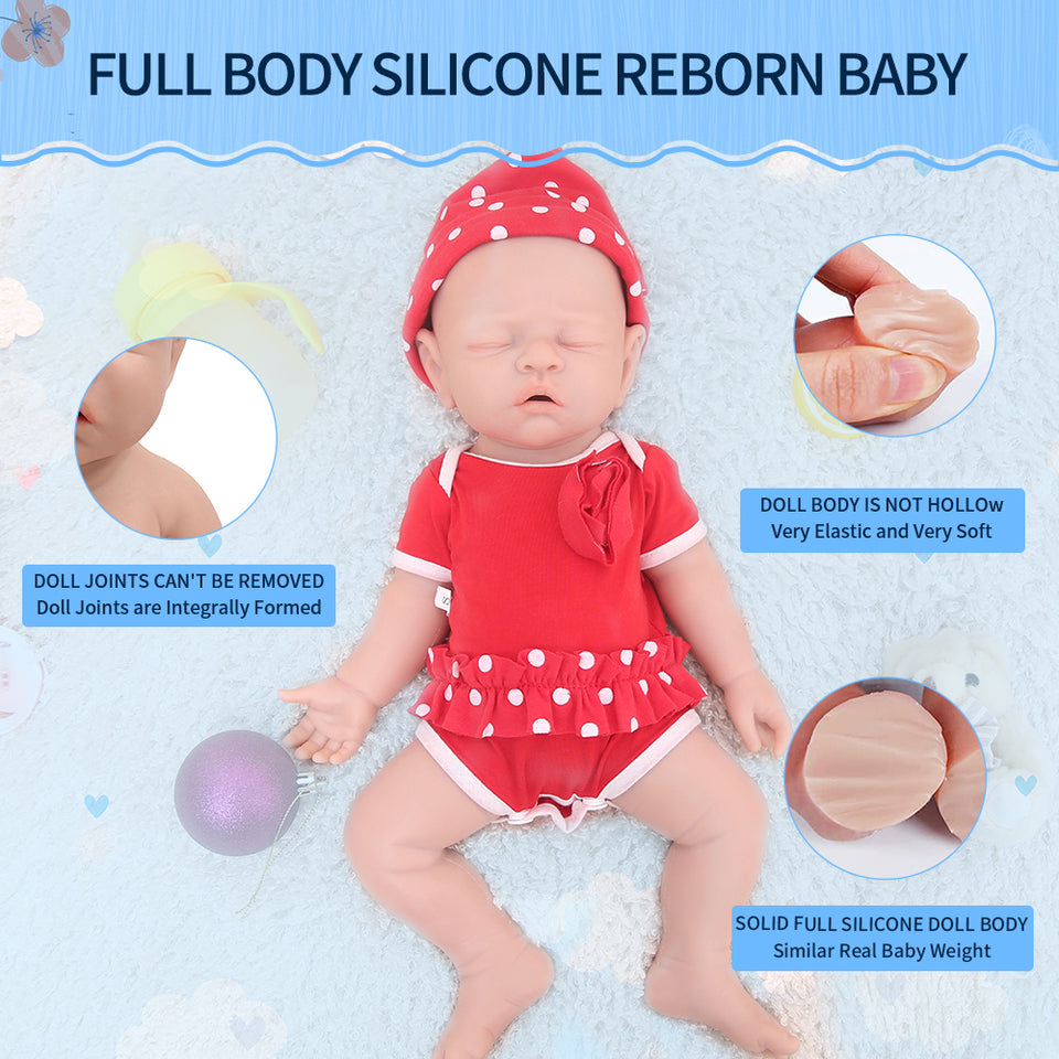 1528 IVITA 17'' Lifelike Silicone Doll Eyes Closed Reborn Baby Boy and Girl Mouth Open