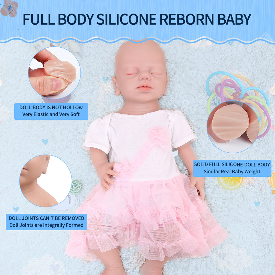 1532 IVITA 19'' Eyes Closed Full Body Silicone Reborn Baby Girl and Boy Platinum Silicone Doll