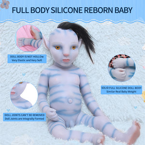 1808RH IVITA 20'' Avatar Silicone Reborn Baby Hair Rooted Amber Eyes Silicone Boy Doll