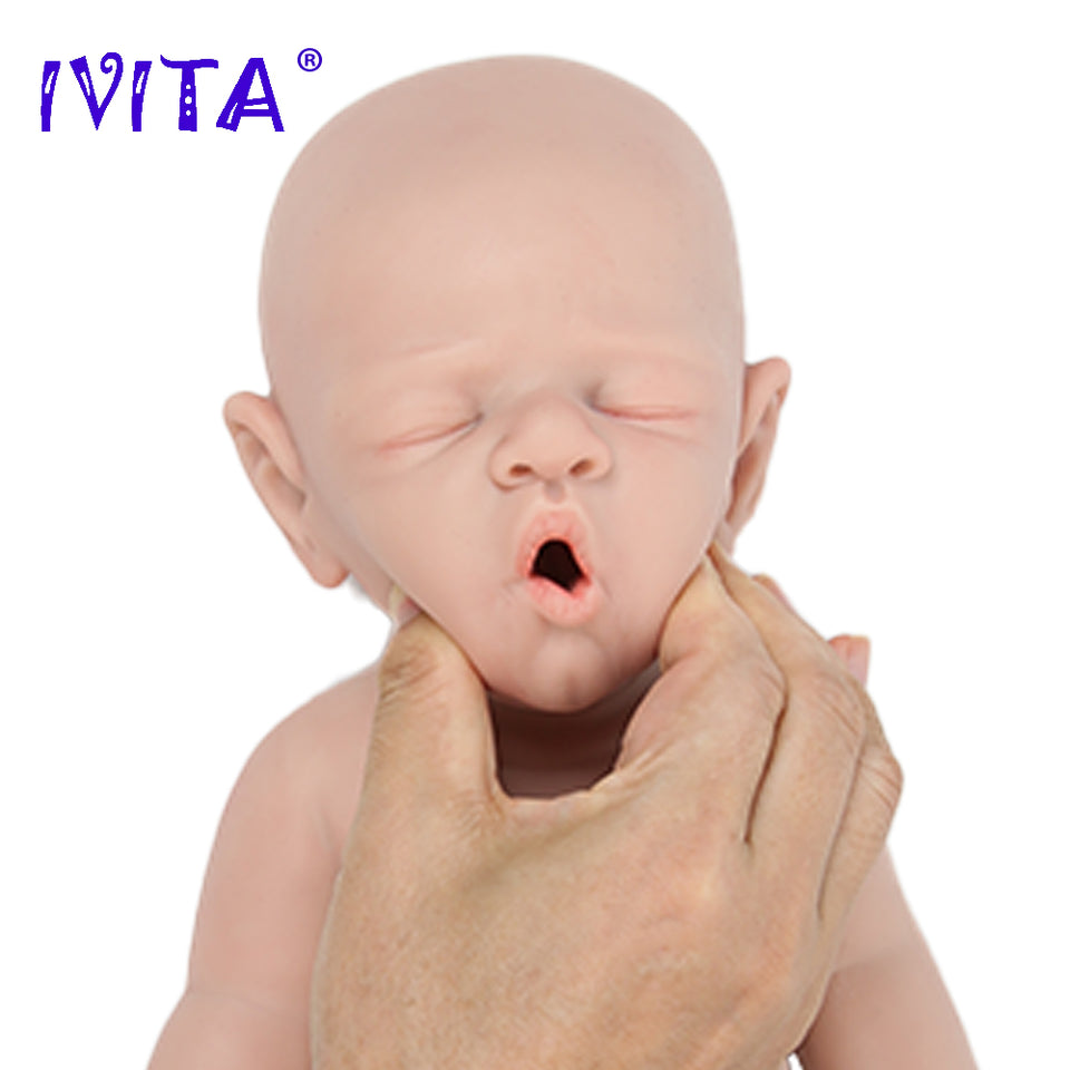 1528 IVITA 17'' Lifelike Silicone Doll Eyes Closed Reborn Baby Boy