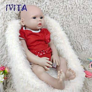 1561 IVITA 18'' Soft Solid Silicone Reborn Baby Squishy Silicone Newborn Doll Kids Xmas Gift