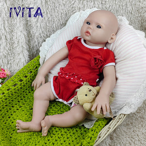 1561 IVITA 18'' Soft Solid Silicone Reborn Baby Squishy Silicone Newborn Doll Kids Xmas Gift