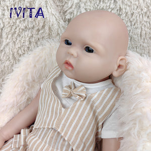 1561 IVITA 18'' Soft Solid Silicone Reborn Baby Squishy Silicone Newborn Doll Kids Xmas Gift