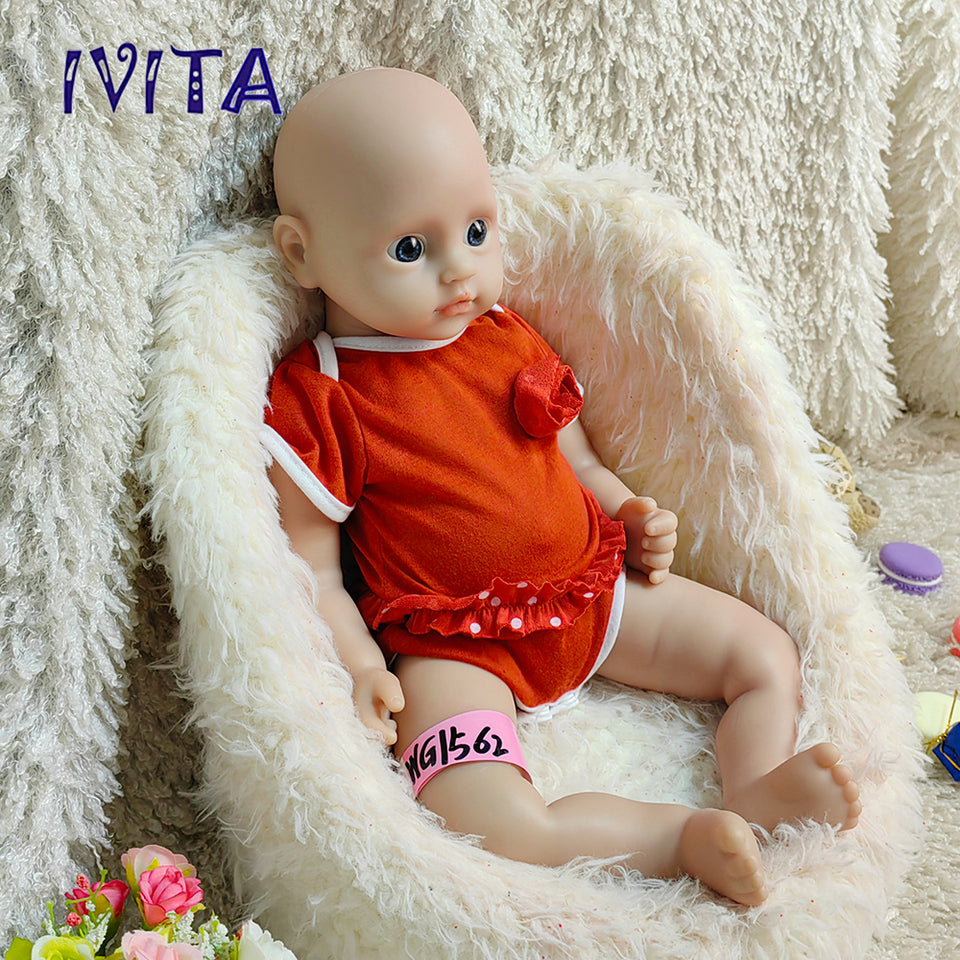 1562 IVITA 18'' Lifelike Silicone Reborn Baby Squishy Silicone Newborn Doll Kids Xmas Gift