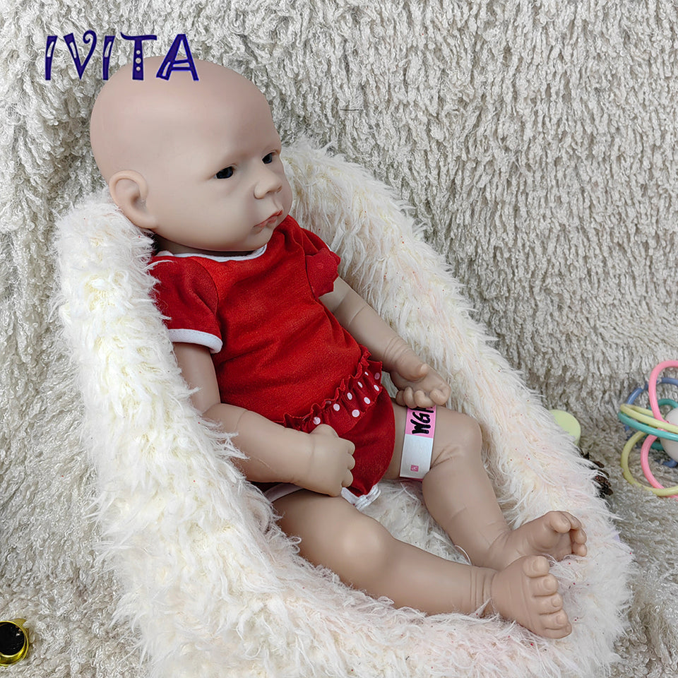 1564 IVITA 18'' Solid Silicone Reborn Baby Floppy Platinum Silicone Newborn Doll Kids Xmas Gift