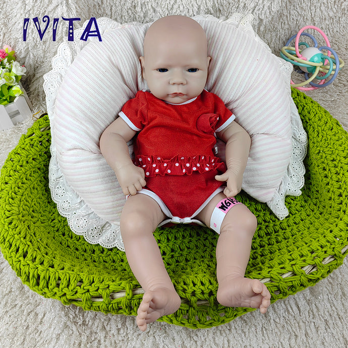 1564 IVITA 18'' Solid Silicone Reborn Baby Floppy Platinum Silicone Newborn Doll Kids Xmas Gift