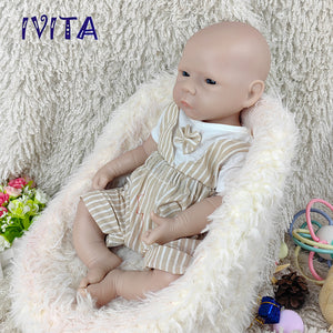 1564 IVITA 18'' Solid Silicone Reborn Baby Floppy Platinum Silicone Newborn Doll Kids Xmas Gift