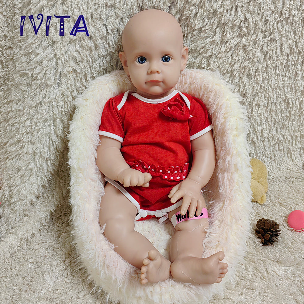 1583 IVITA 20'' Realistic Silicone Reborn Baby Full Body Soft Silicone Newborn Doll Kids Christmas Gift