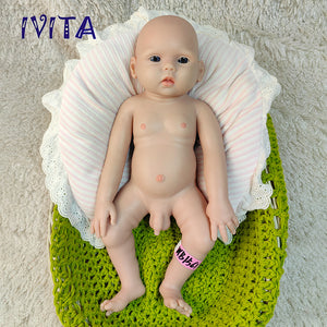 1561 IVITA 18'' Soft Solid Silicone Reborn Baby Squishy Silicone Newborn Doll Kids Xmas Gift