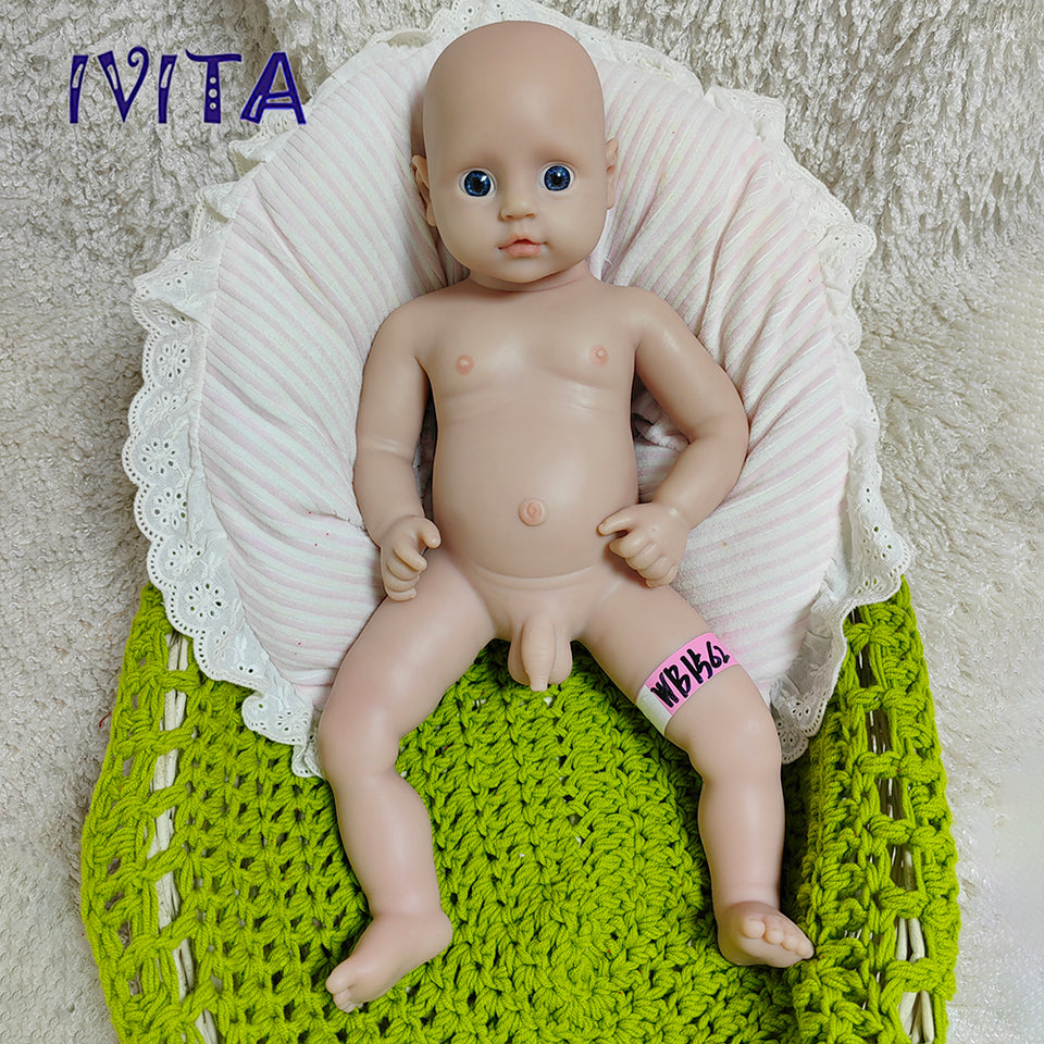 1562 IVITA 18'' Lifelike Silicone Reborn Baby Squishy Silicone Newborn Doll Kids Xmas Gift