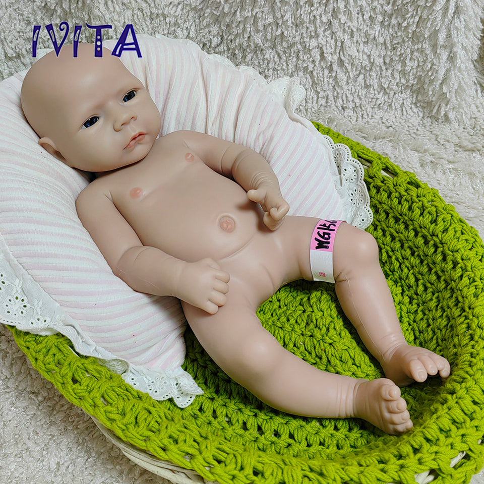 1564 IVITA 18'' Solid Silicone Reborn Baby Floppy Platinum Silicone Newborn Doll Kids Xmas Gift