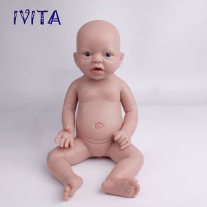 1554 IVITA 15'' Silicone Reborn Baby Blue Eyes Mouth Open Silicone Newborn Doll Can Take A Dummy