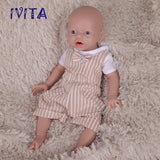 1554 IVITA 15'' Silicone Reborn Baby Blue Eyes Mouth Open Silicone Newborn Doll Can Take A Dummy