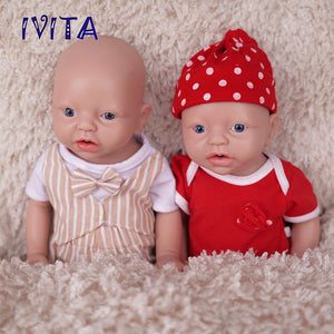 1554 IVITA 15'' Silicone Reborn Baby Blue Eyes Mouth Open Silicone Newborn Doll Can Take A Dummy