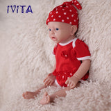 1554 IVITA 15'' Silicone Reborn Baby Blue Eyes Mouth Open Silicone Newborn Doll Can Take A Dummy