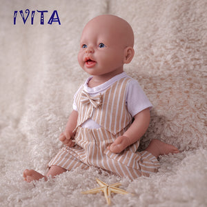 1555 IVITA 15'' Lifelike Silicone Reborn Baby Blue Eyes Silicone Newborn Doll Can Take A Pacifier