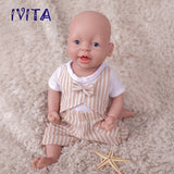 1555 IVITA 15'' Lifelike Silicone Reborn Baby Blue Eyes Silicone Newborn Doll Can Take A Pacifier