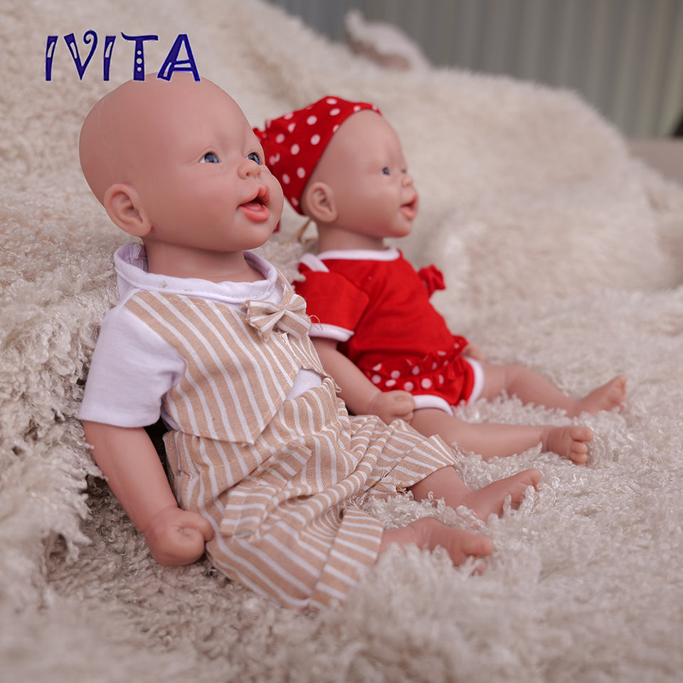 1555 IVITA 15'' Lifelike Silicone Reborn Baby Blue Eyes Silicone Newborn Doll Can Take A Pacifier