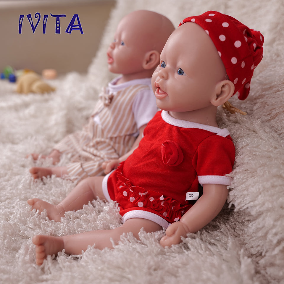 1555 IVITA 15'' Lifelike Silicone Reborn Baby Blue Eyes Silicone Newborn Doll Can Take A Pacifier