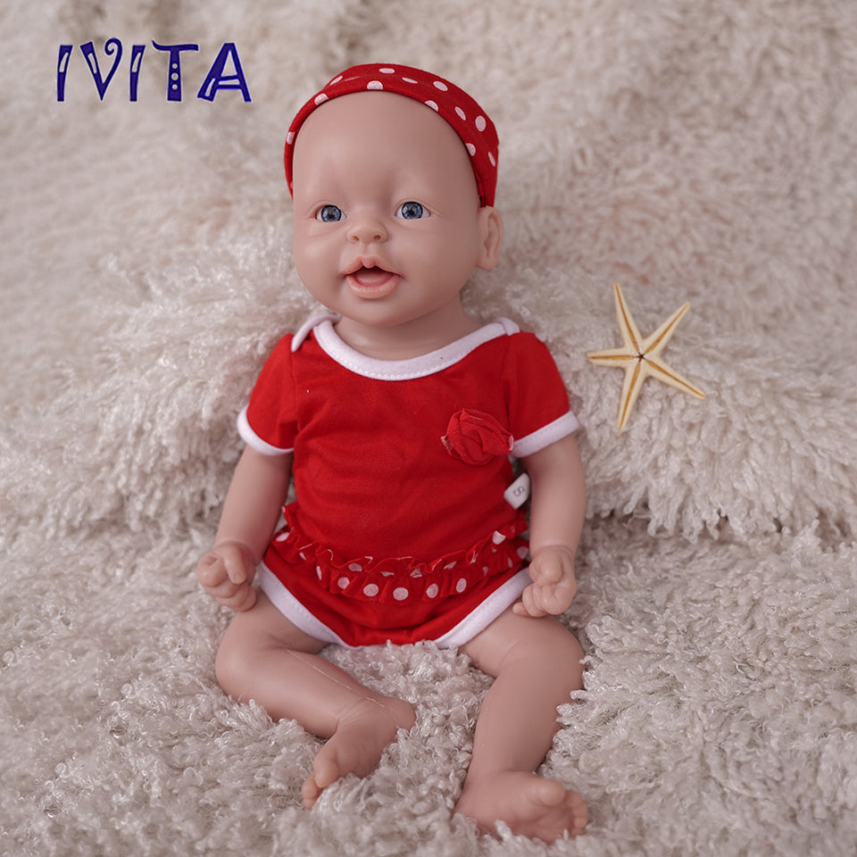 1555 IVITA 15'' Lifelike Silicone Reborn Baby Blue Eyes Silicone Newborn Doll Can Take A Pacifier