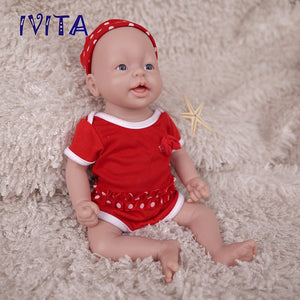 1555 IVITA 15'' Lifelike Silicone Reborn Baby Blue Eyes Silicone Newborn Doll Can Take A Pacifier