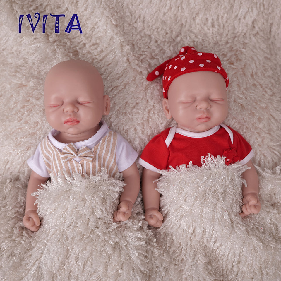 1557 IVITA 15'' Eyes Closed Alseep Silicone Reborn Baby Platium Soft Silicone Doll