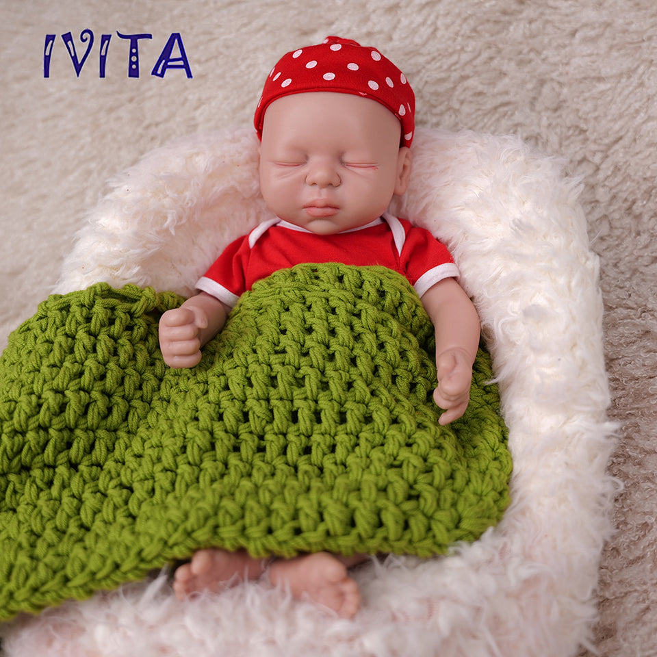 1557 IVITA 15'' Eyes Closed Alseep Silicone Reborn Baby Platium Soft Silicone Doll