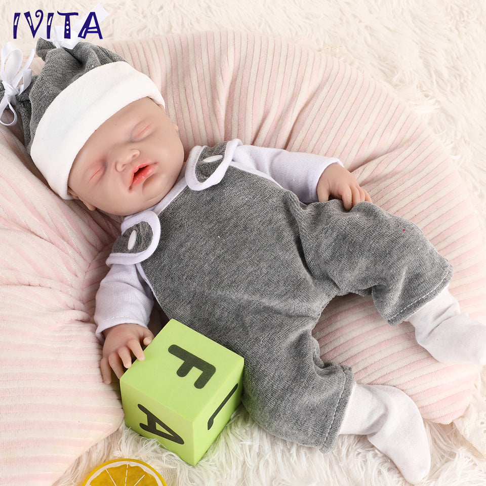 1514 IVITA 12in to 20in Floppy Silicone Doll Sleeping Reborn Baby Boy And Girl Squishy Asleep Doll