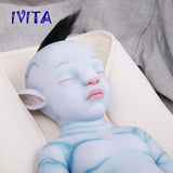 1806RH IVITA 20'' Avatar Full Body Silicone Reborn Baby Black Hair Rooted