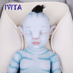 1806RH IVITA 20'' Avatar Full Body Silicone Reborn Baby Black Hair Rooted