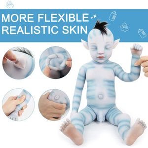 1806RH IVITA 20'' Avatar Full Body Silicone Reborn Baby Black Hair Rooted