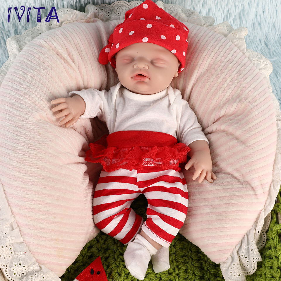 1514 IVITA 12in to 20in Floppy Silicone Doll Sleeping Reborn Baby Boy And Girl Squishy Asleep Doll