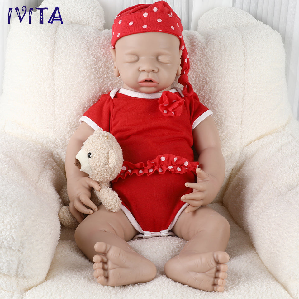 1514 IVITA 12in to 20in Floppy Silicone Doll Sleeping Reborn Baby Boy And Girl Squishy Asleep Doll
