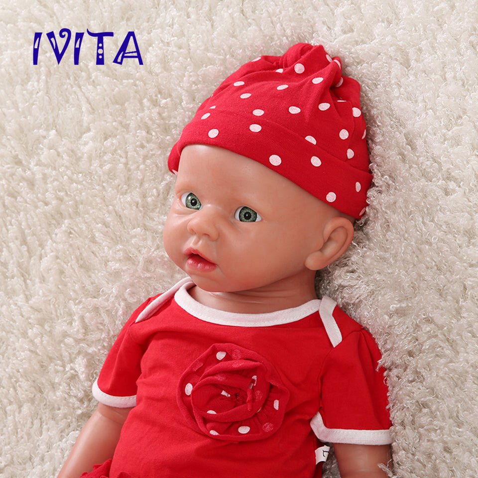 1519 IVITA 19'' Silicone Reborn Baby Blue Eyes Boy And Girl Mouth Open Can Take Pacifier