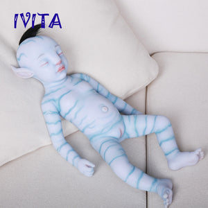 1806RH IVITA 20'' Avatar Full Body Silicone Reborn Baby Black Hair Rooted