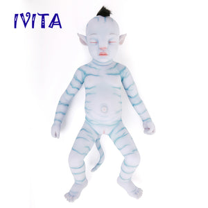 1806RH IVITA 20'' Avatar Full Body Silicone Reborn Baby Black Hair Rooted