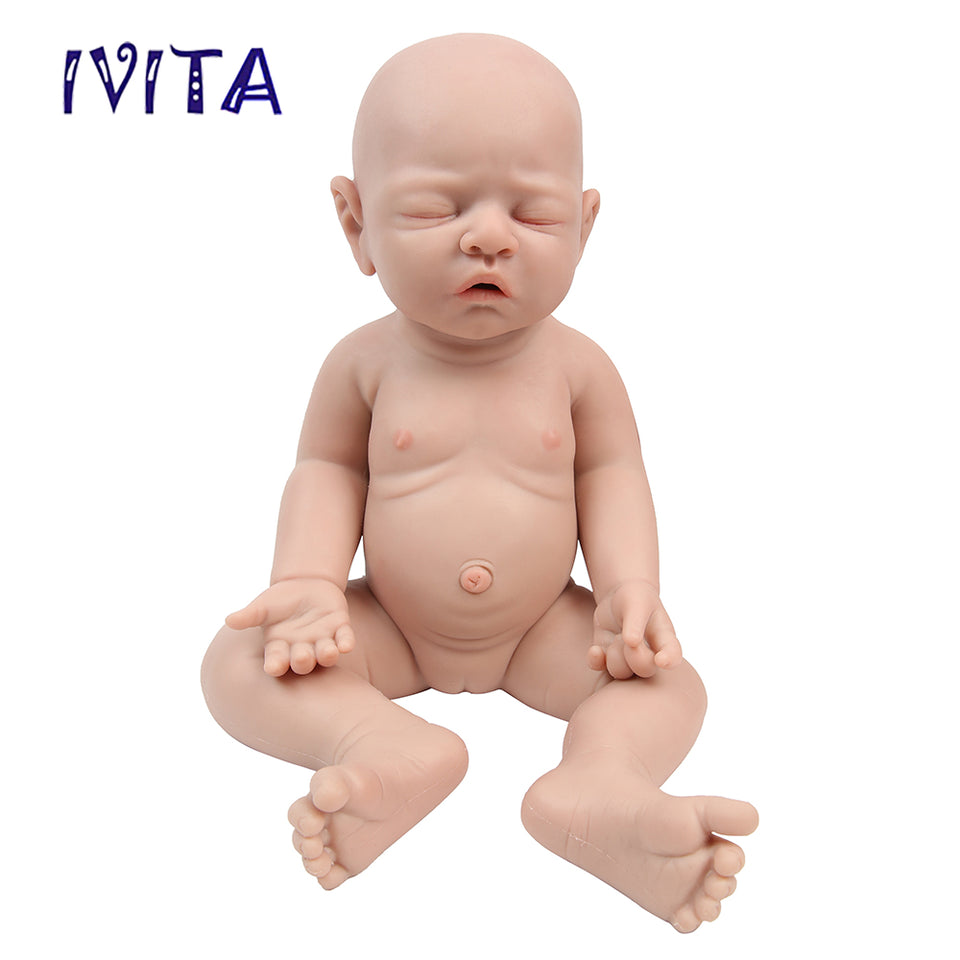 1528 IVITA 17'' Lifelike Silicone Doll Eyes Closed Reborn Baby Boy and Girl Mouth Open