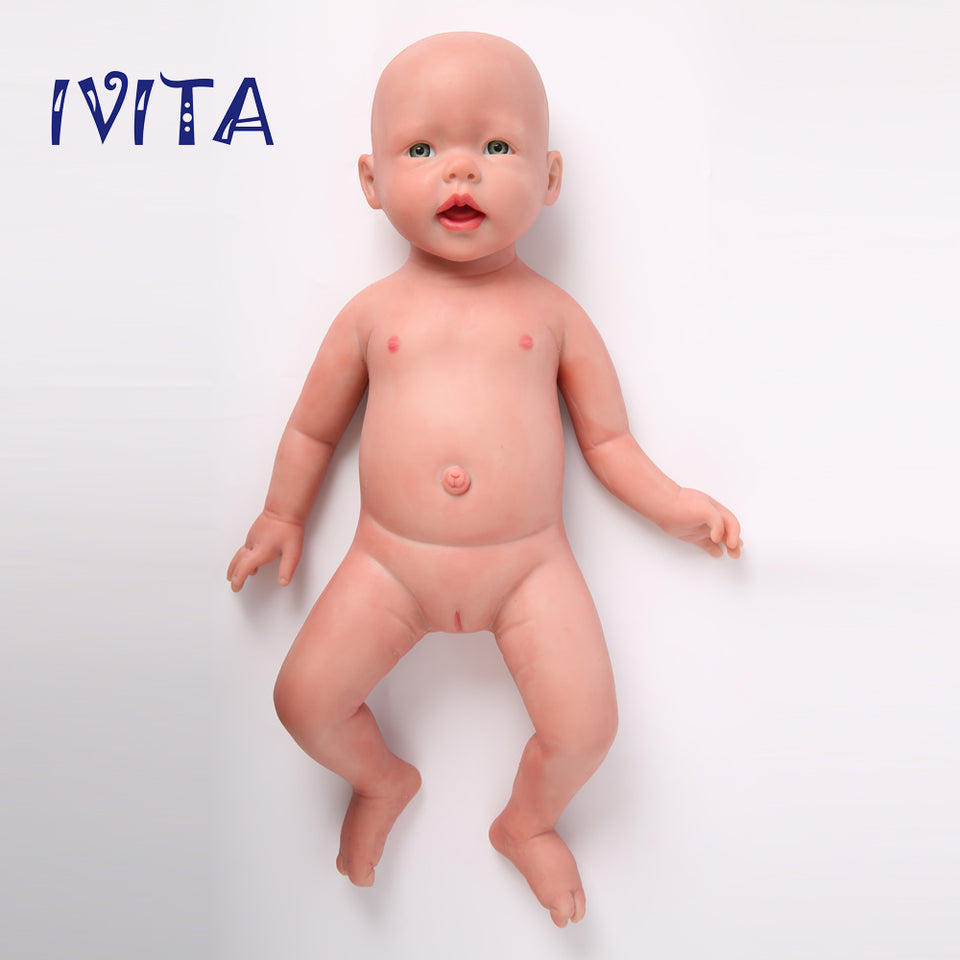 1515 IVITA 20'' Realistic Silicone Doll Blue Eyes Fullbody Silicone Reborn Baby