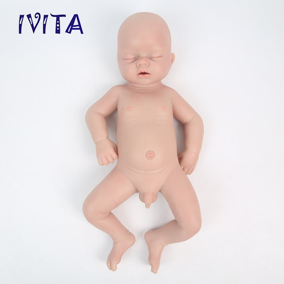 1553 IVITA 20'' Eyes Closed Silicone Reborn Baby Sleeping Squishy Silicone Doll