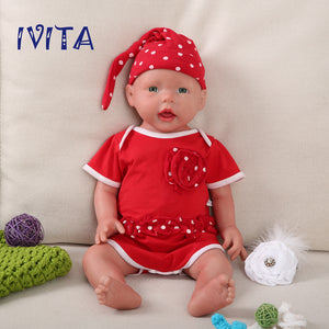 1515 IVITA 20'' Realistic Silicone Doll Blue Eyes Fullbody Silicone Reborn Baby