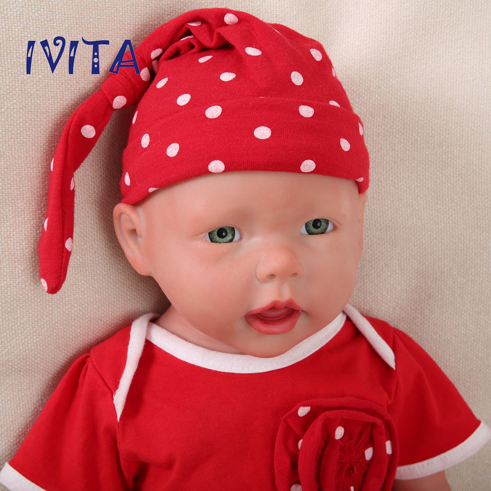 1515 IVITA 20'' Realistic Silicone Doll Blue Eyes Fullbody Silicone Reborn Baby