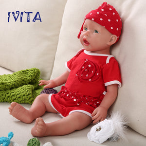 1515 IVITA 20'' Realistic Silicone Doll Blue Eyes Fullbody Silicone Reborn Baby